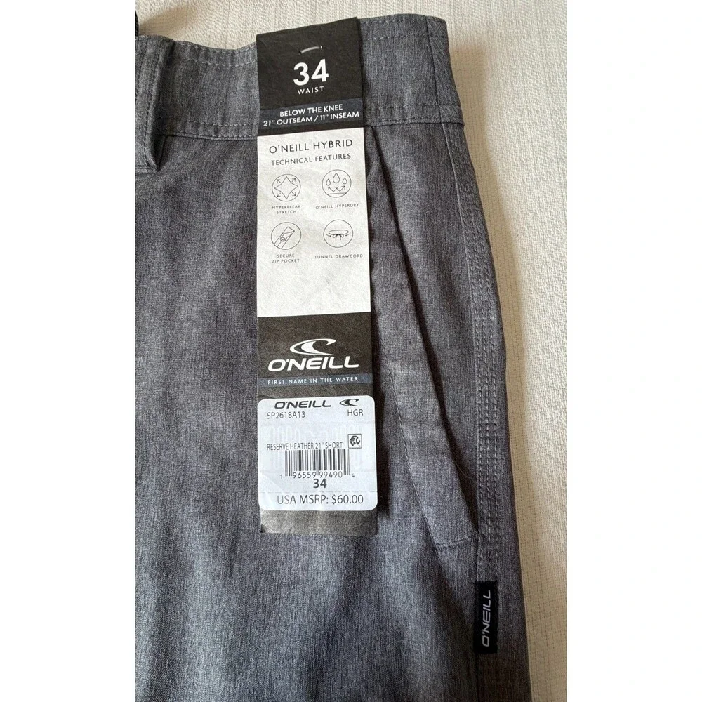 O'Neill Hybrid Shorts Mens 34 Gray Reserve Heather 21